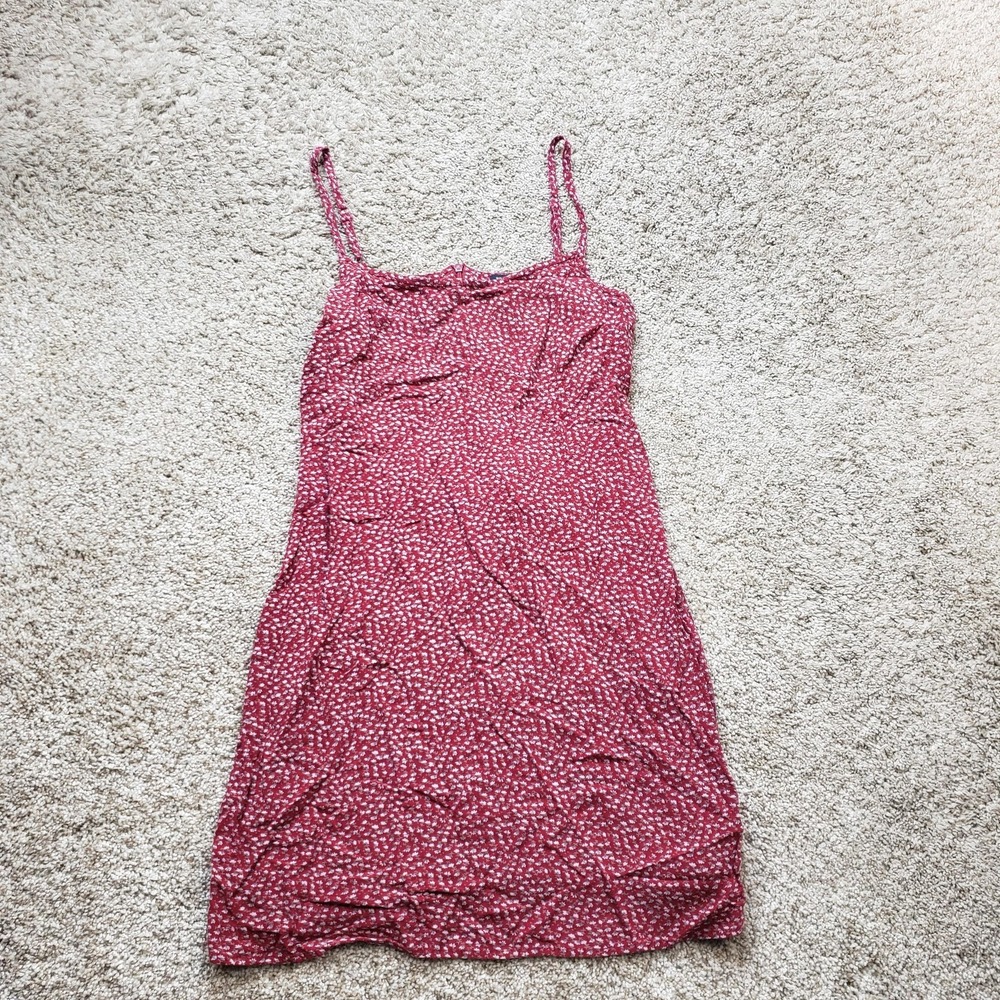 Brandy Melville Dress Womens One Size Red Floral Sundress Strappy Zipper Ladies